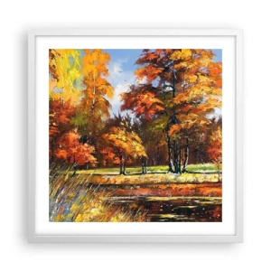 Plakat w białej ramie - Pejzaż w złocie i brązie - 50x50 cm