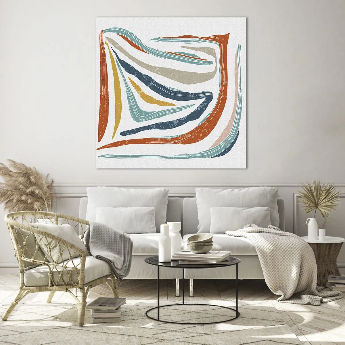 Obraz na szkle - Abstrakcja przyjaźnie uśmiechnięta - 70x70 cm