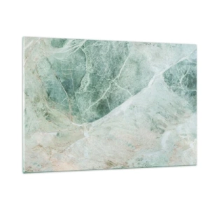 Obraz na szkle - Zielono-beżowa tekstura przypominająca kamień naturalny - 120x80cm - Szlachetny chłód kamienia - Nowoczesna dekoracja ścienna do salonu, kuchni i sypialni ARTTOR