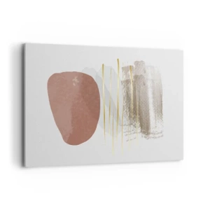 Obraz na płótnie - Abstrakcyjna kompozycja w beżowych i złotych odcieniach - 100x70cm - Abstrakcyjna kolumnada - Nowoczesna dekoracja ścienna do salonu, kuchni i sypialni ARTTOR
