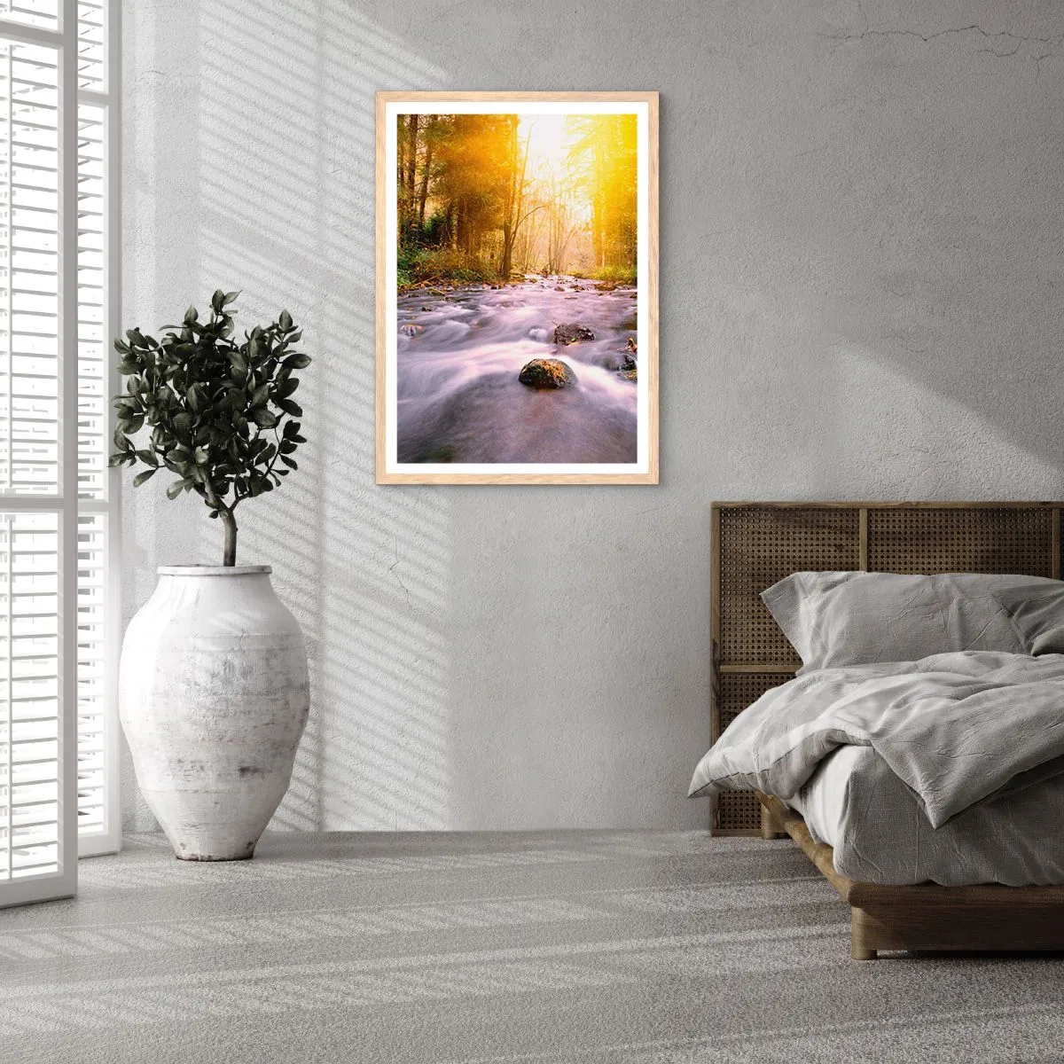 Plakat w ramie jasny dąb - Malachit w srebrno-złotej oprawie - 61x91 cm