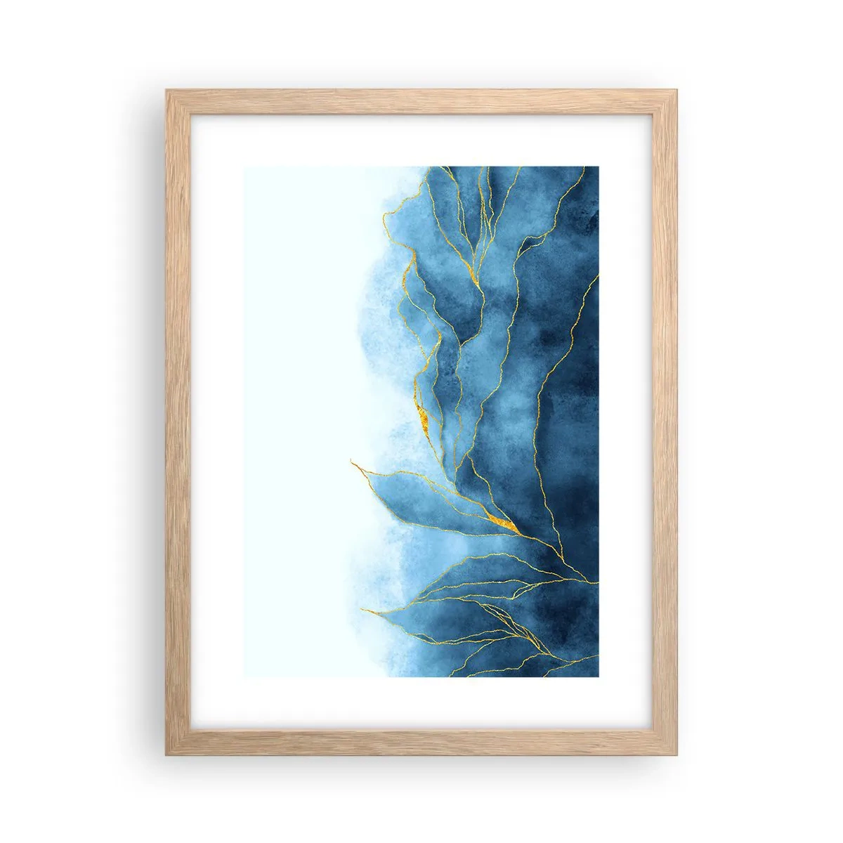 Plakat w ramie jasny dąb - Błękit w złocie - 30x40 cm