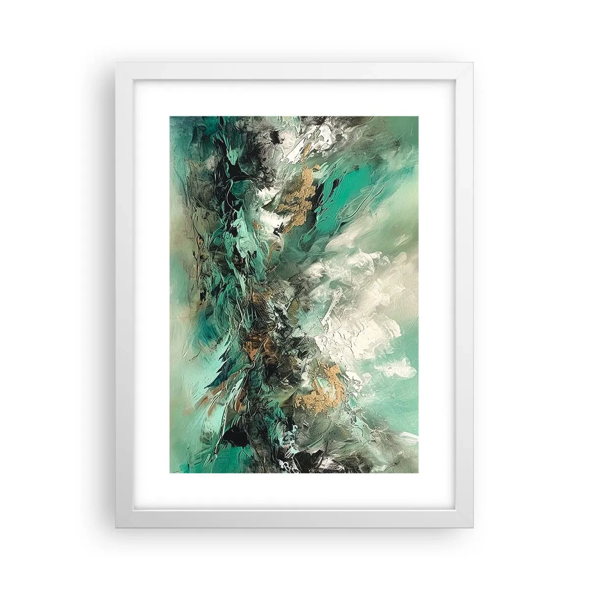 Plakat w białej ramie - Szmaragdowo-czarna kipiel - 30x40 cm