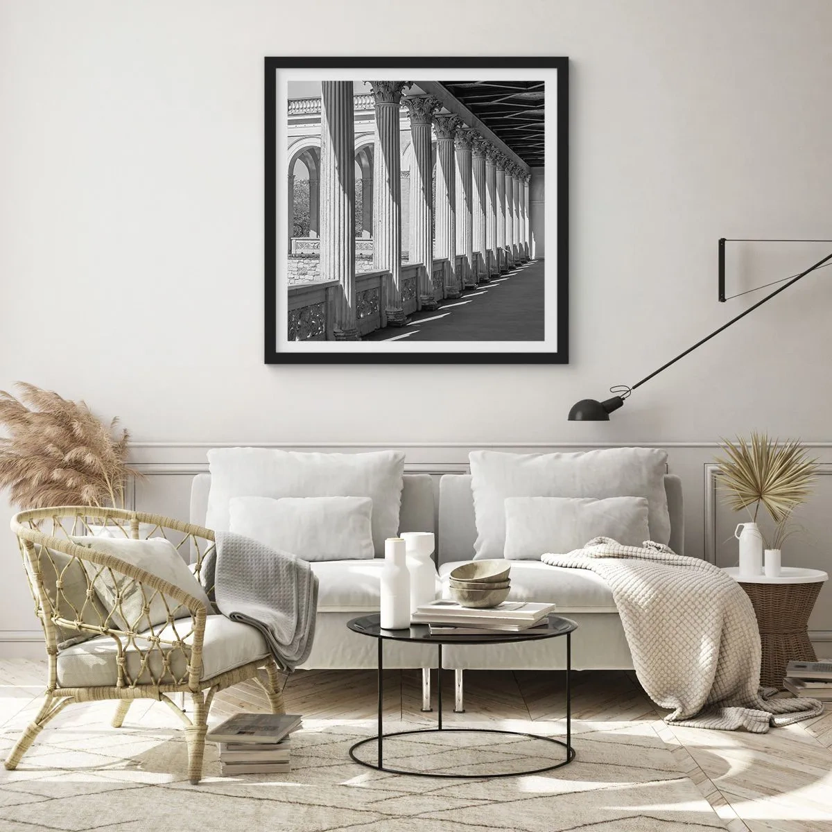 Plakat w czarnej ramie - Słoneczna arkada - 60x60 cm