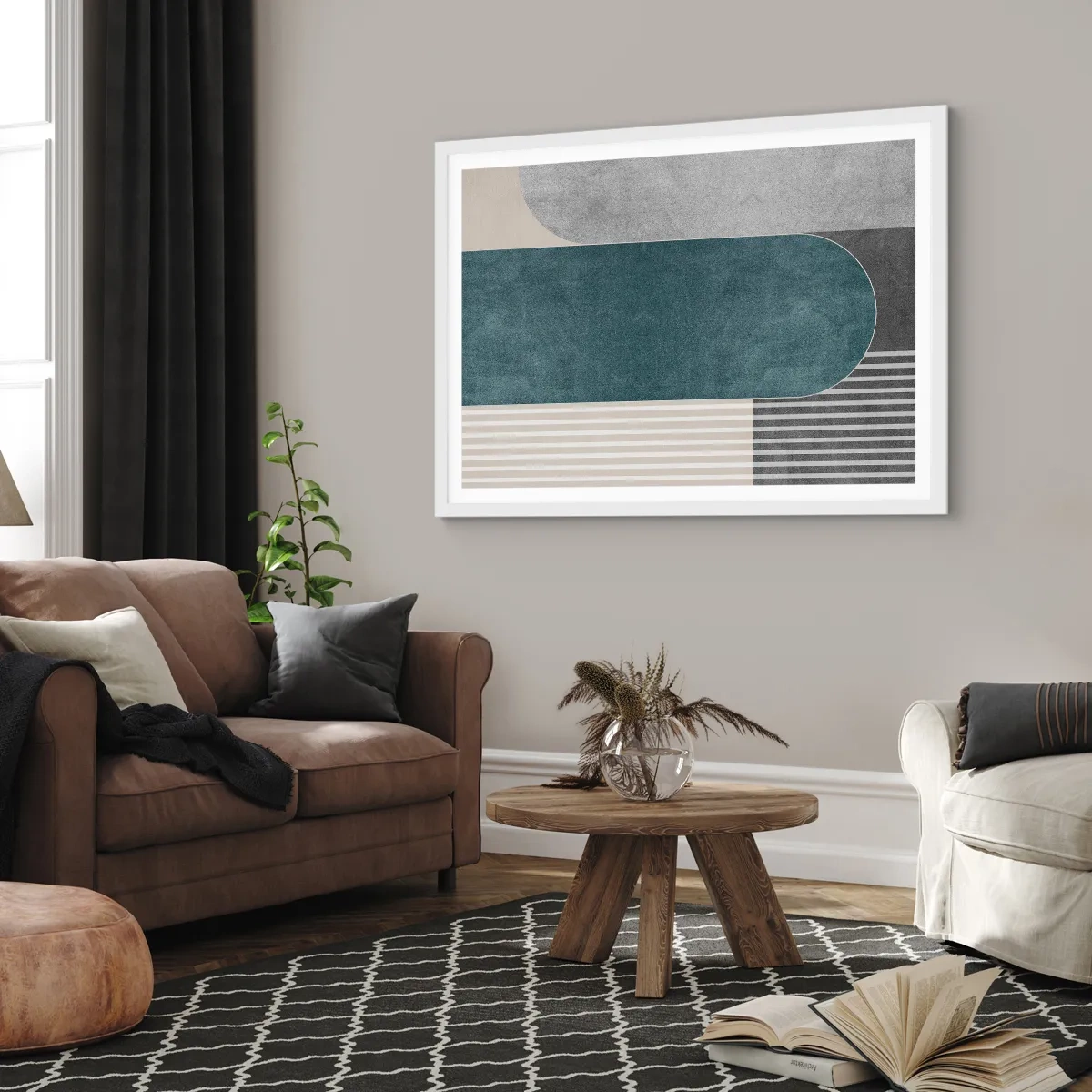 Plakat w białej ramie - Kompozycja na poziomie - 100x70 cm