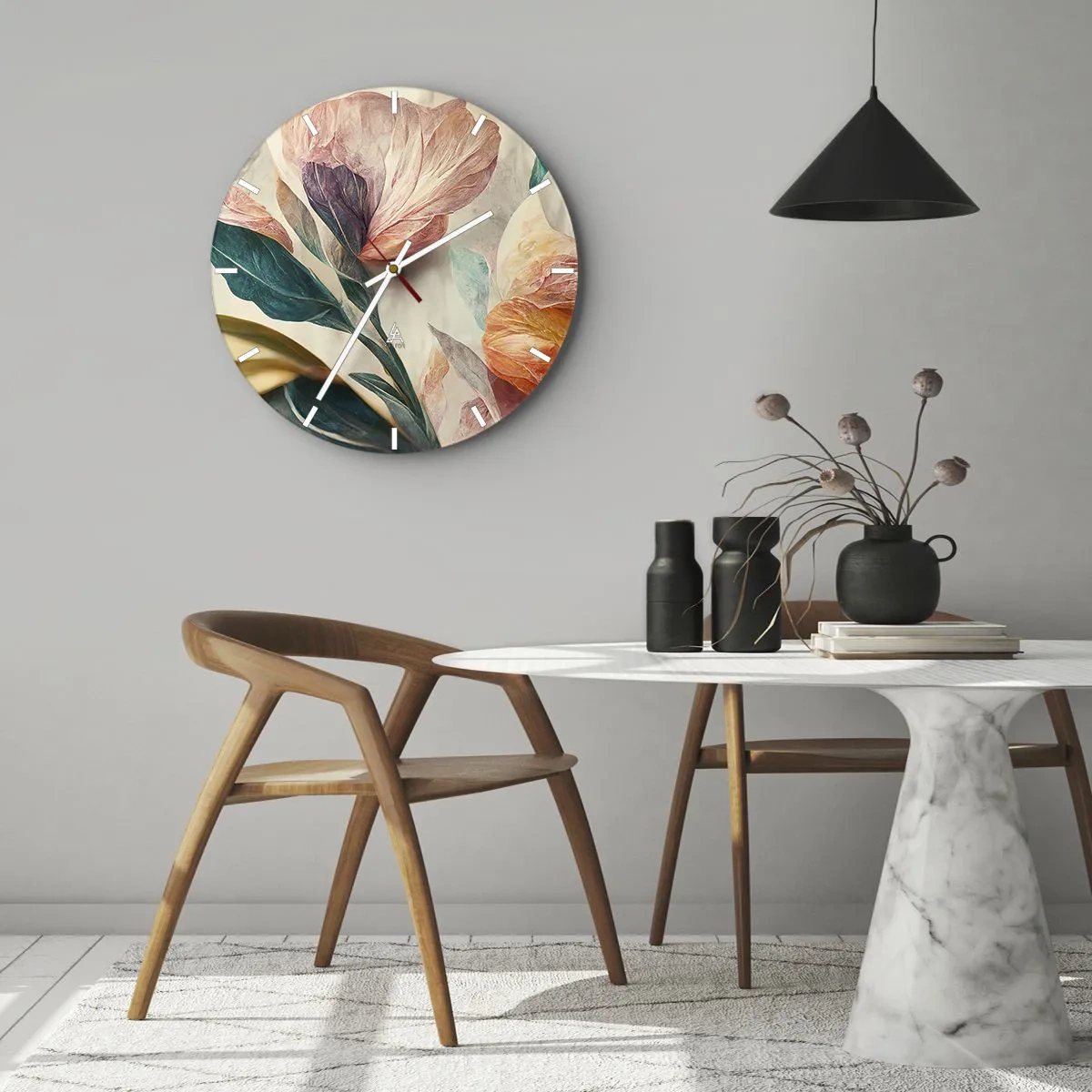 Zegar ścienny - Kwiaty wysp południowych - 40x40 cm