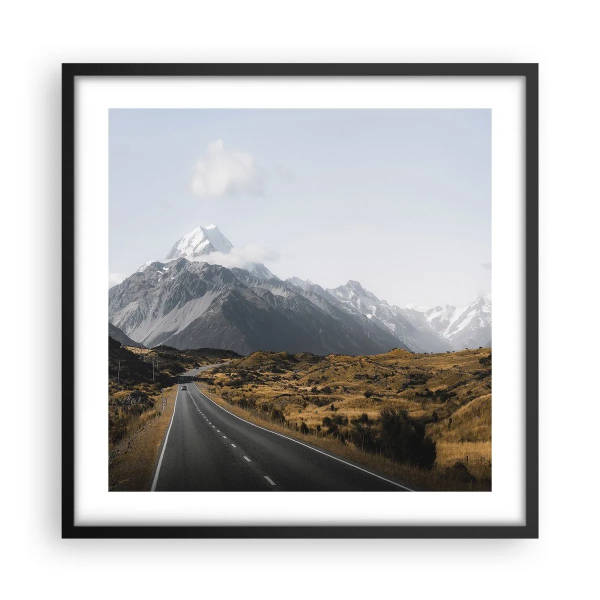 Plakat w czarnej ramie - Droga do serca gór - 50x50 cm