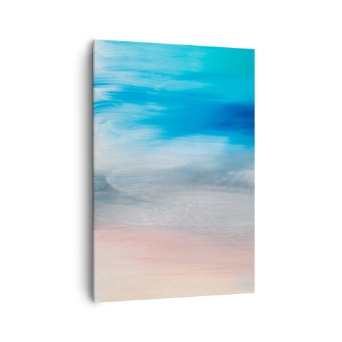 Obraz na płótnie - Abstrakcyjne pociągnięcia pędzla w odcieniach błękitu i różu - 70x100cm - Żywioły: powietrze - Nowoczesna dekoracja ścienna do salonu i sypialni ARTTOR