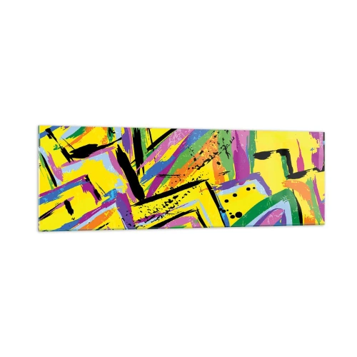Obraz na szkle - Żywa abstrakcja w jaskrawych kolorach i dynamicznych kształtach - 160x50cm - Aż krzyczy z radości - Nowoczesna dekoracja ścienna do salonu i sypialni ARTTOR