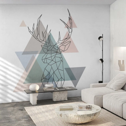 Fototapeta Premium Canvas - W geometrycznym lesie - Abstrakcja, Jeleń, Grafika - 200x140 cm