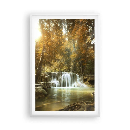 Plakat w białej ramie - Parkowa kaskada - 61x91 cm