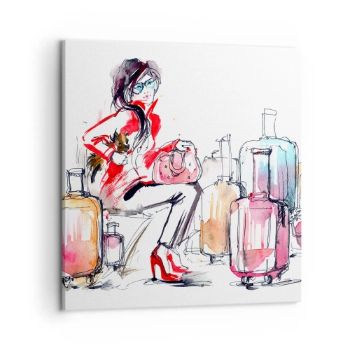 Obraz na płótnie - Siądźmy przed podróżą - 50x50 cm