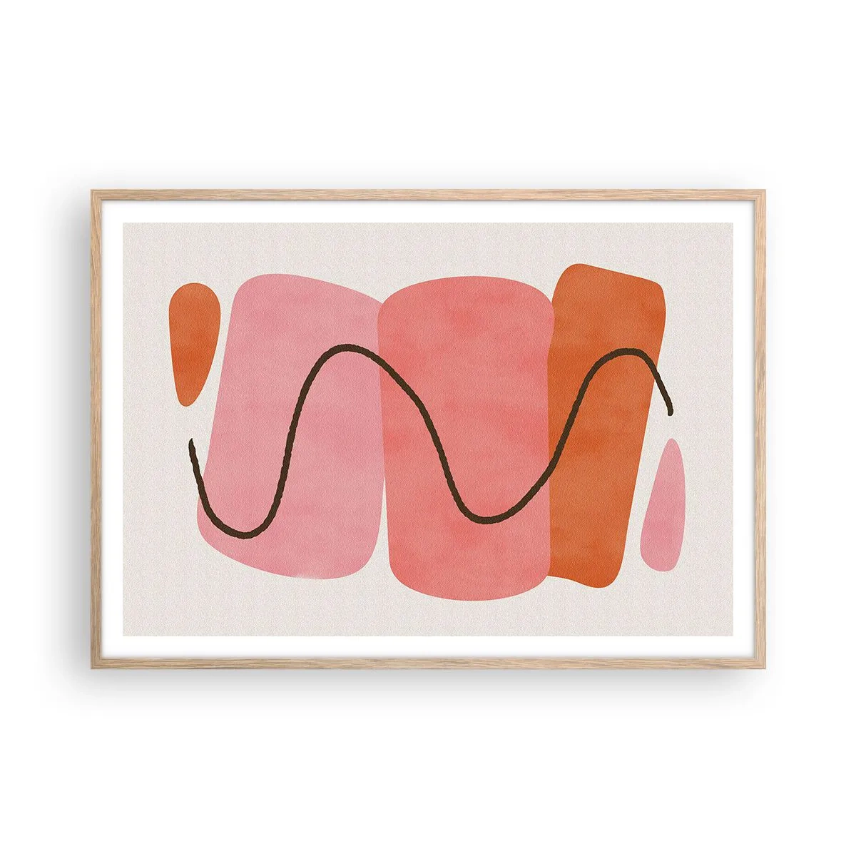 Plakat w ramie jasny dąb - łagodny ruch form - 100x70 cm