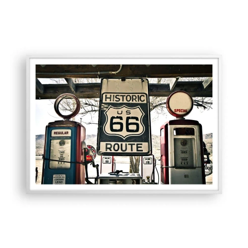 Plakat w białej ramie - Amerykańska retro podróż - 100x70 cm