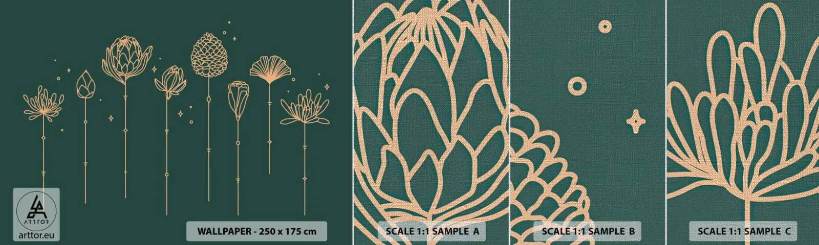 Fototapeta Próbka Premium Canvas - Rodzina ZIÓŁkowskich - Kwiaty, Art Deco, Minimalistyczny - 100x30 cm