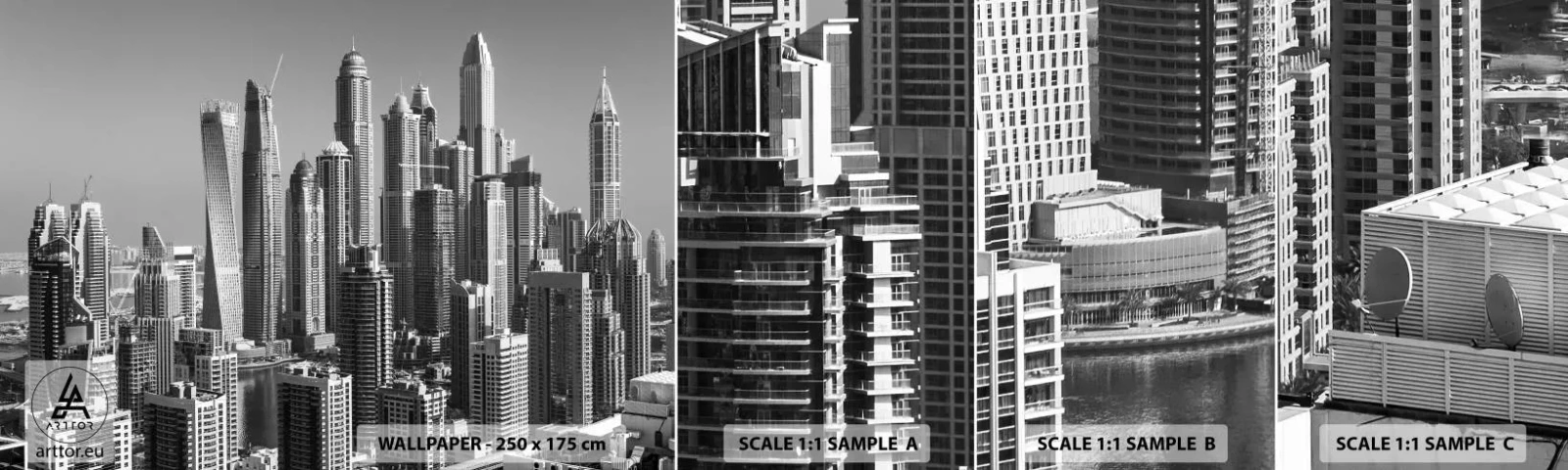 Fototapeta Próbka Samoprzylepna Deluxe Sticker - Miasto nad pustynią - Architektura, Miasto, Dubaj - 100x30 cm