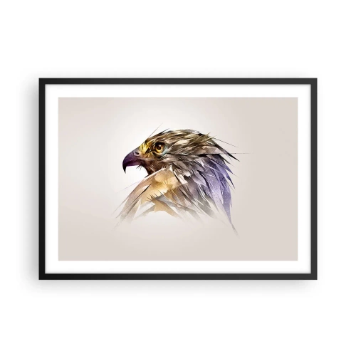 Plakat w czarnej ramie - Artystyczny portret orła w pastelowych odcieniach - 70x50cm - Portret wojownika - Nowoczesna dekoracja ścienna do salonu i sypialni ARTTOR