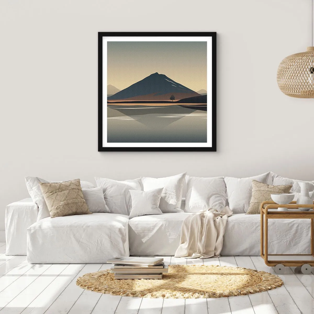 Plakat w czarnej ramie - Lustrzane odbicie - 60x60 cm