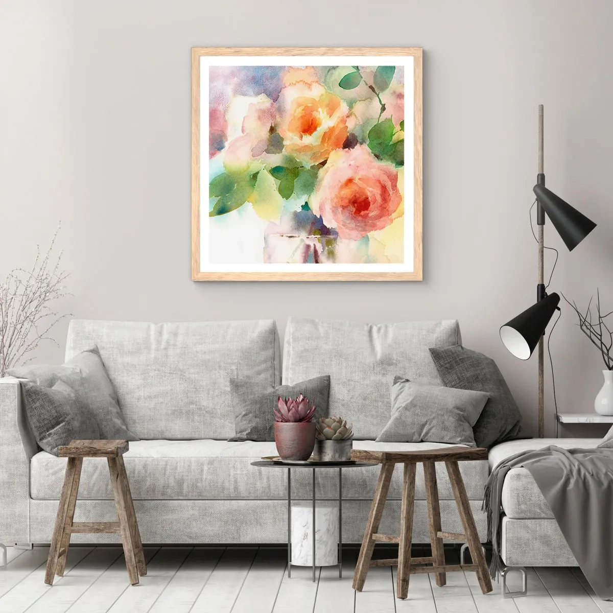 Plakat w ramie jasny dąb - Delikatne jak akwarela - 60x60 cm