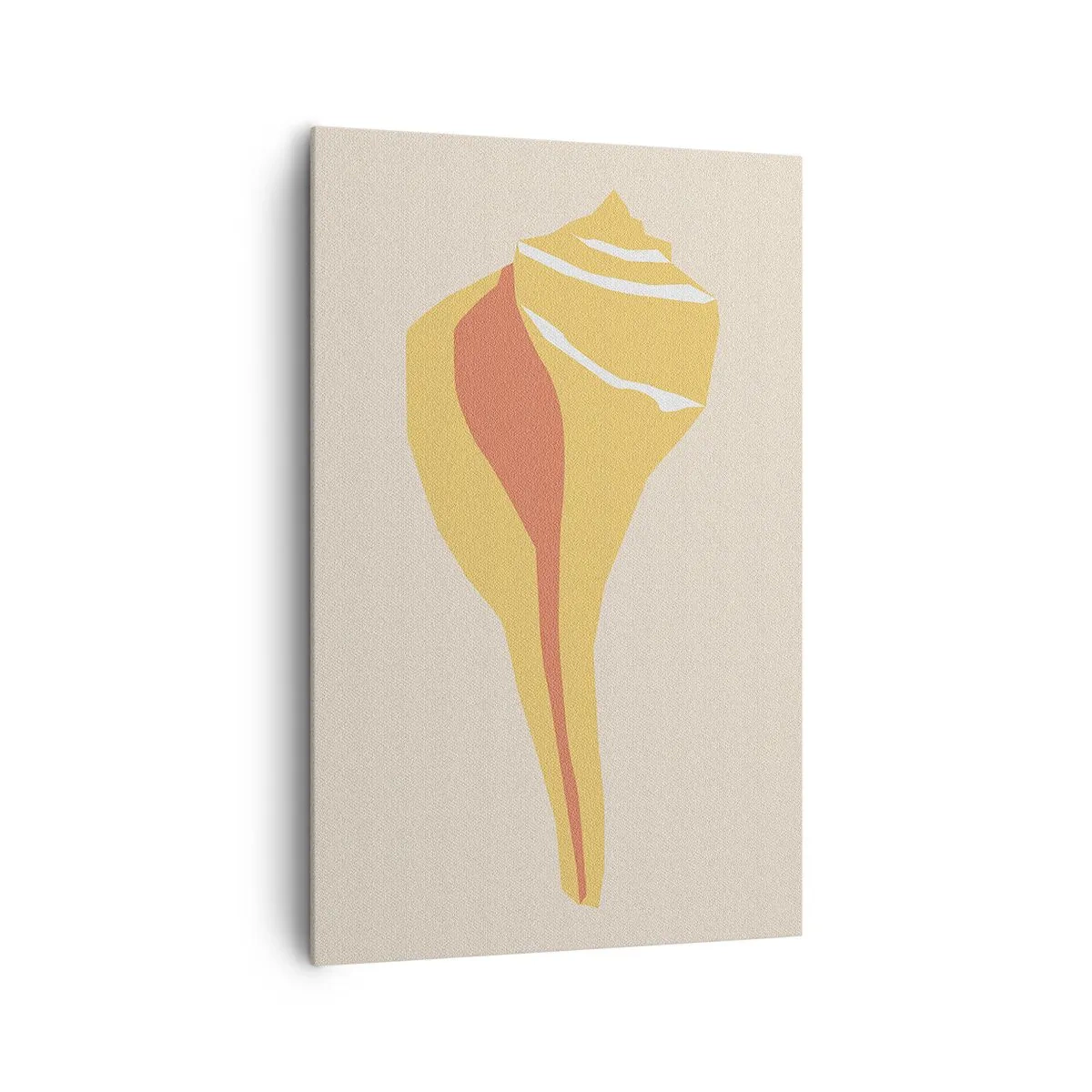 Obraz na płótnie - Minimalistyczna ilustracja muszli w ciepłych odcieniach na jasnym tle - 80x120cm - Abstrakcja organiczna – wzrost - Nowoczesna dekoracja ścienna do salonu i sypialni ARTTOR