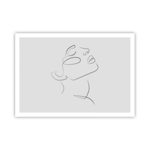 Plakat - Minimalistyczny szkic kobiecej twarzy w profilu - 100x70cm - Meandry marzenia - Nowoczesna dekoracja ścienna do salonu i sypialni ARTTOR