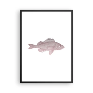 Plakat w czarnej ramie - Grafika ryby na białym tle w minimalistycznym stylu - 50x70cm - Ryba wielkooka - Nowoczesna dekoracja ścienna do salonu i sypialni ARTTOR