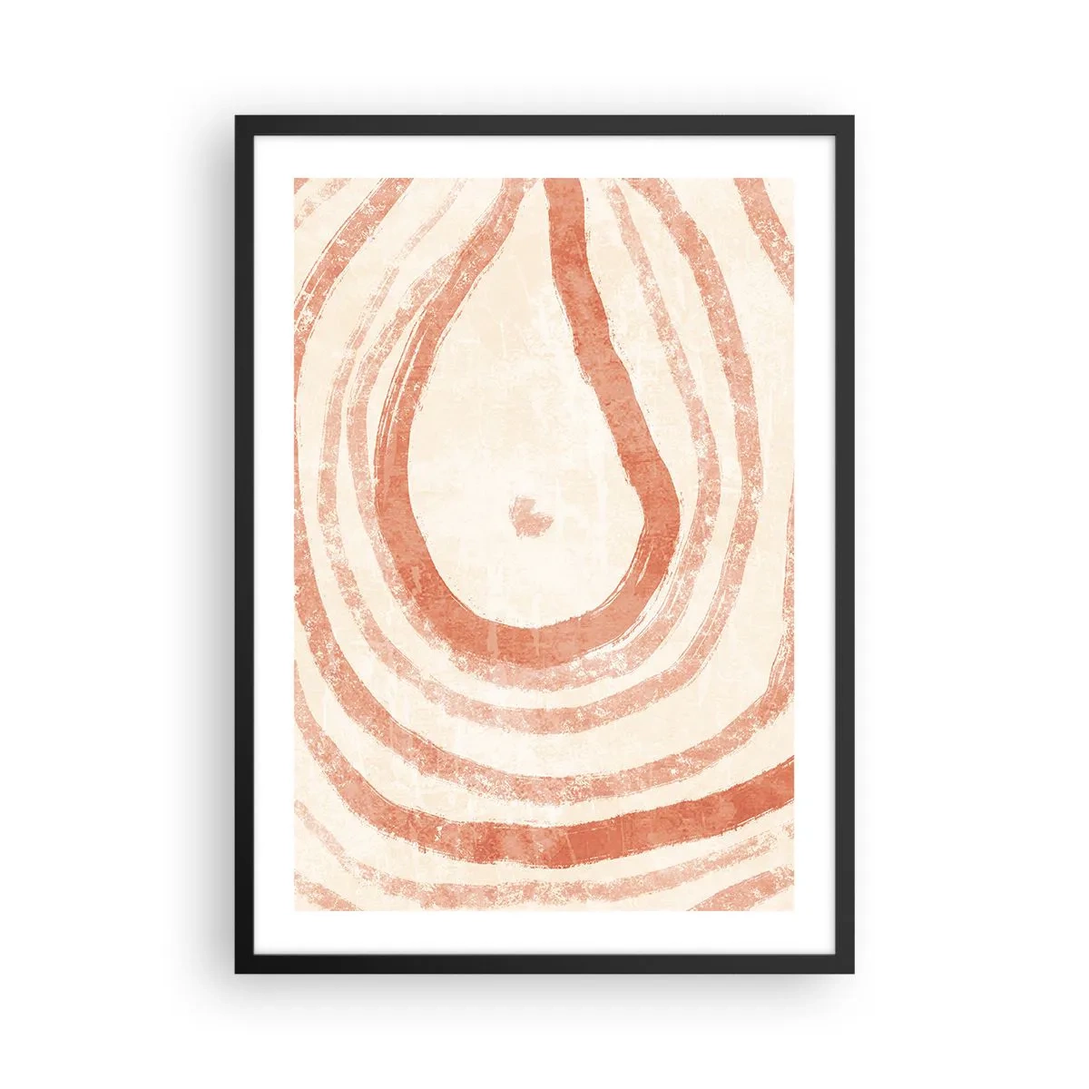 Plakat w czarnej ramie - Koralowe kręgi – kompozycja - Abstrakcyjny wzór w ciepłych, ziemistych barwach - 50x70cm