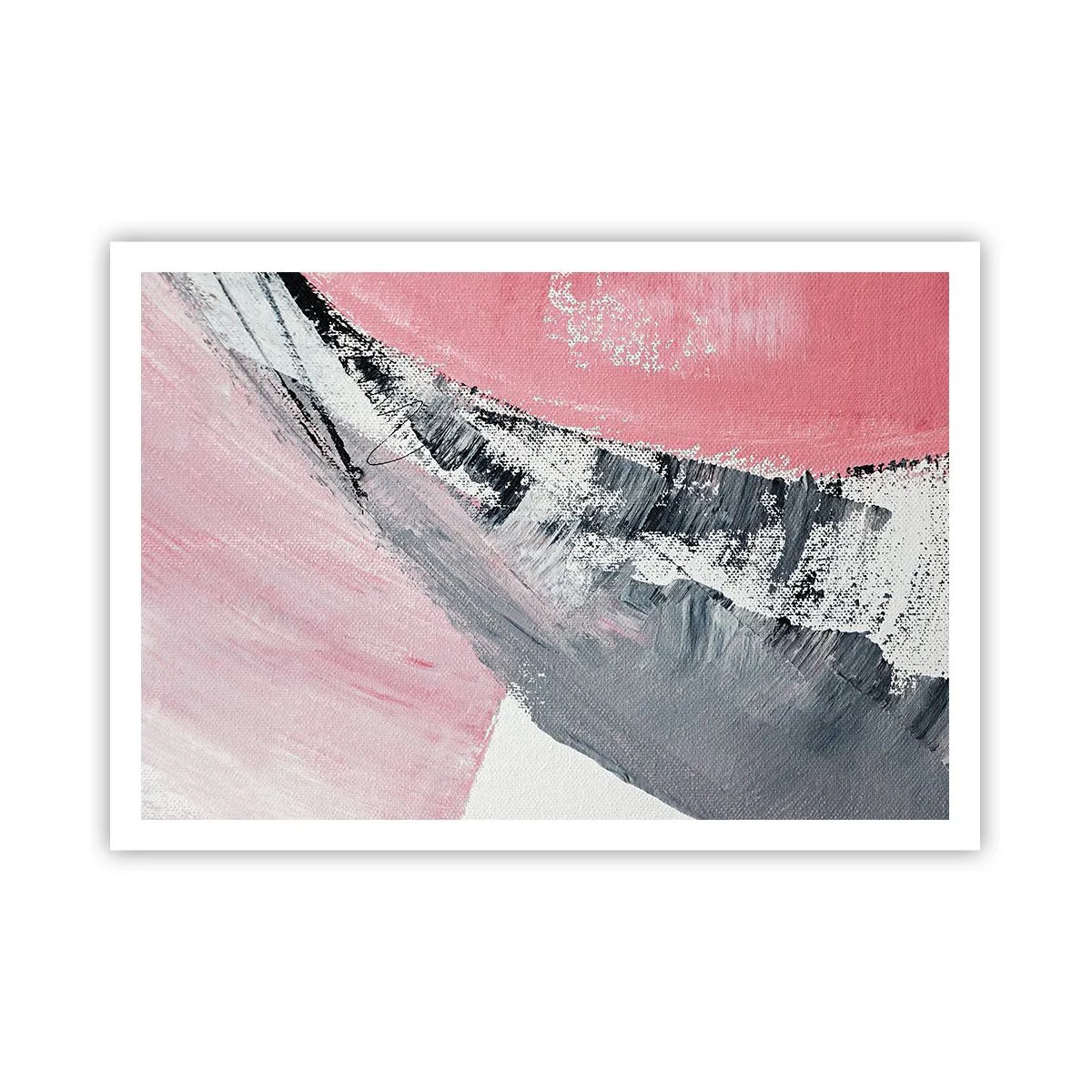 Plakat - Abstrakcyjna kompozycja w odcieniach różu i szarości - 100x70cm - Kompozycja dopasowana - Nowoczesna dekoracja ścienna do salonu i sypialni ARTTOR