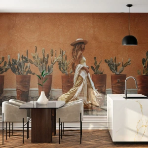 Fototapeta Premium Canvas - W stylu hippie - Boho, Kobieta, Kaktusy - 250x175 cm