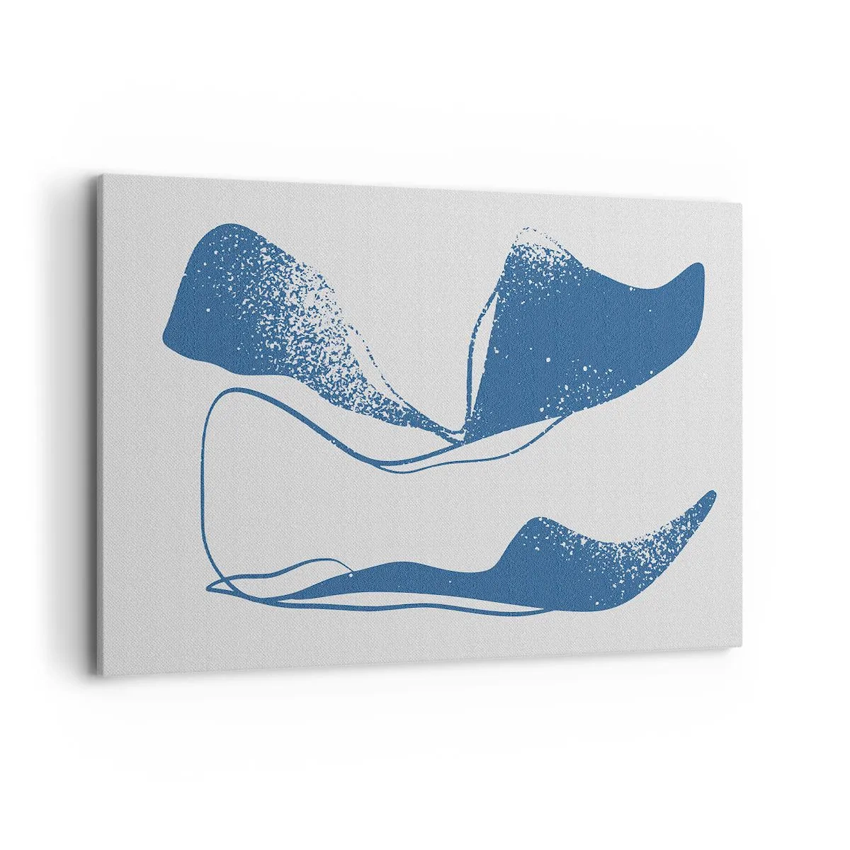 Obraz na płótnie - Abstrakcyjne formy w błękitnych odcieniach na białym tle - 100x70cm - Abstrakcja uskrzydlona - Nowoczesna dekoracja ścienna do salonu, kuchni i sypialni ARTTOR