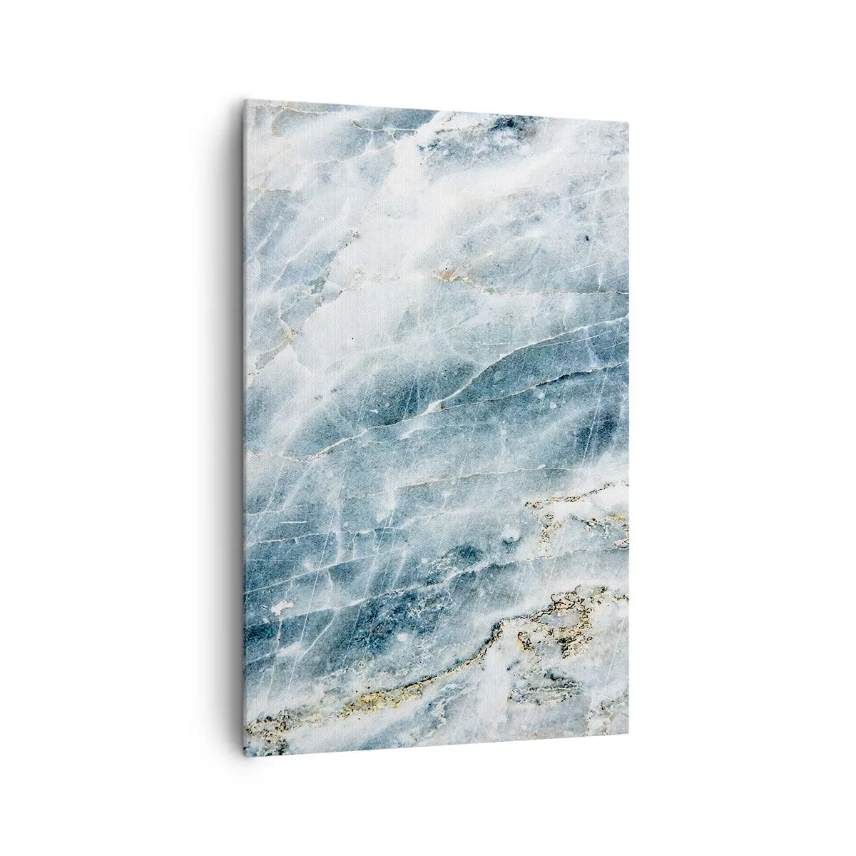 Obraz na płótnie - Tekstura marmuru w odcieniach niebieskiego i białego - 80x120cm - Lodowy świat - Nowoczesna dekoracja ścienna do salonu i sypialni ARTTOR