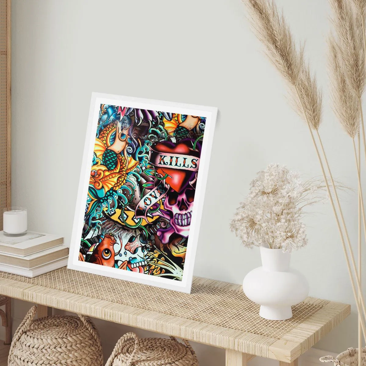 Plakat w białej ramie - Sen tatuażysty - 50x70 cm