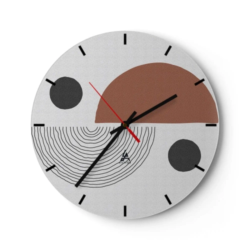 Zegar ścienny - Geometryczny wzór w brązowych i czarnych odcieniach - 30x30cm - Doskonałość koła - Nowoczesna dekoracja ścienna do salonu, kuchni i sypialni ARTTOR