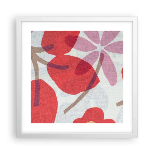 Plakat w białej ramie - Kompozycja kwiatowa w różu - 40x40 cm