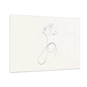 Obraz na szkle - Kobieca twarz i sylwetka w stylu line art na białym tle - 100x70cm - Zapętlona w marzeniach - Nowoczesna dekoracja ścienna do salonu, kuchni i sypialni ARTTOR