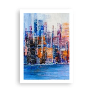 Plakat - Abstrakcyjna panorama miasta w intensywnych barwach - 50x70cm - Radosna metropolia - Nowoczesna dekoracja ścienna do salonu, kuchni i sypialni ARTTOR