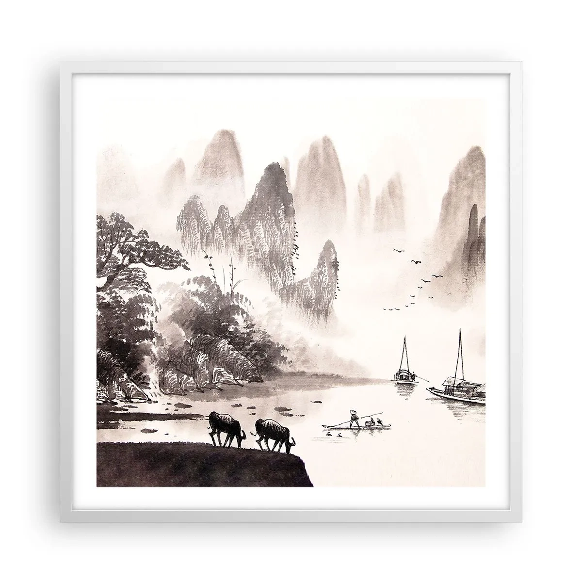 Plakat w białej ramie - Egzotyczna codzienność Wschodu - 60x60 cm