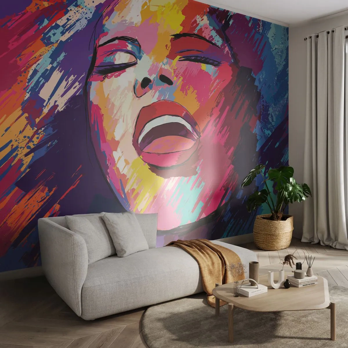 Fototapeta Premium Sand - Wyśpiewać całe życie - Piosenkarka, Abstrakcja, Portret Kobiety - 400x280 cm