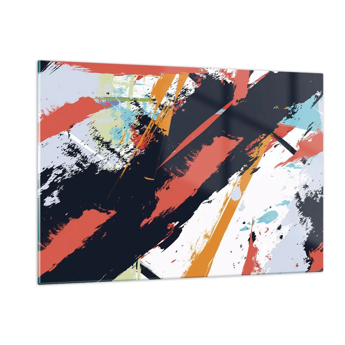 Obraz na szkle - Abstrakcyjne pociągnięcia pędzla w intensywnych barwach - 120x80cm - Kompozycja dynamiczna - Nowoczesna dekoracja ścienna do salonu, kuchni i sypialni ARTTOR