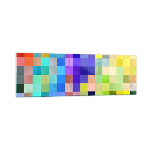 Obraz na szkle - Kolorowa mozaika kwadratów w różnorodnych barwach - 160x50cm - Każdy inny, wszystkie równe - Nowoczesna dekoracja ścienna do salonu i sypialni ARTTOR