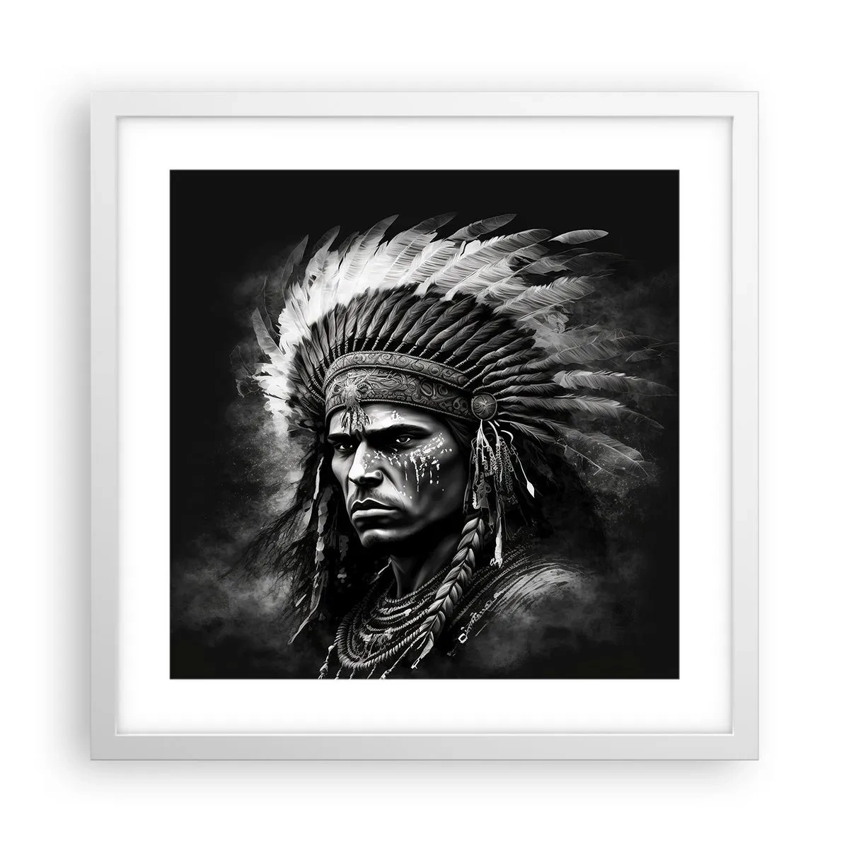 Plakat w białej ramie - Wódz i wojownik - 40x40 cm