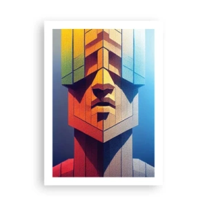 Plakat - Monumentalna twarz w geometrycznej stylizacji - 50x70cm - Człowiek z zasadami - Nowoczesna dekoracja ścienna do salonu, kuchni i sypialni ARTTOR