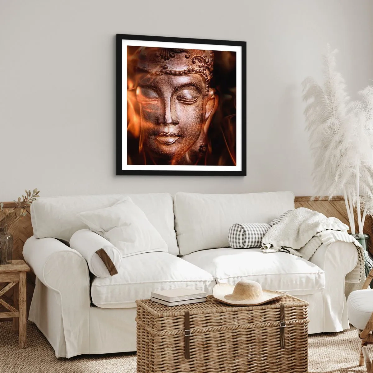 Plakat w czarnej ramie - Istnieje tylko tu i teraz - 40x40 cm