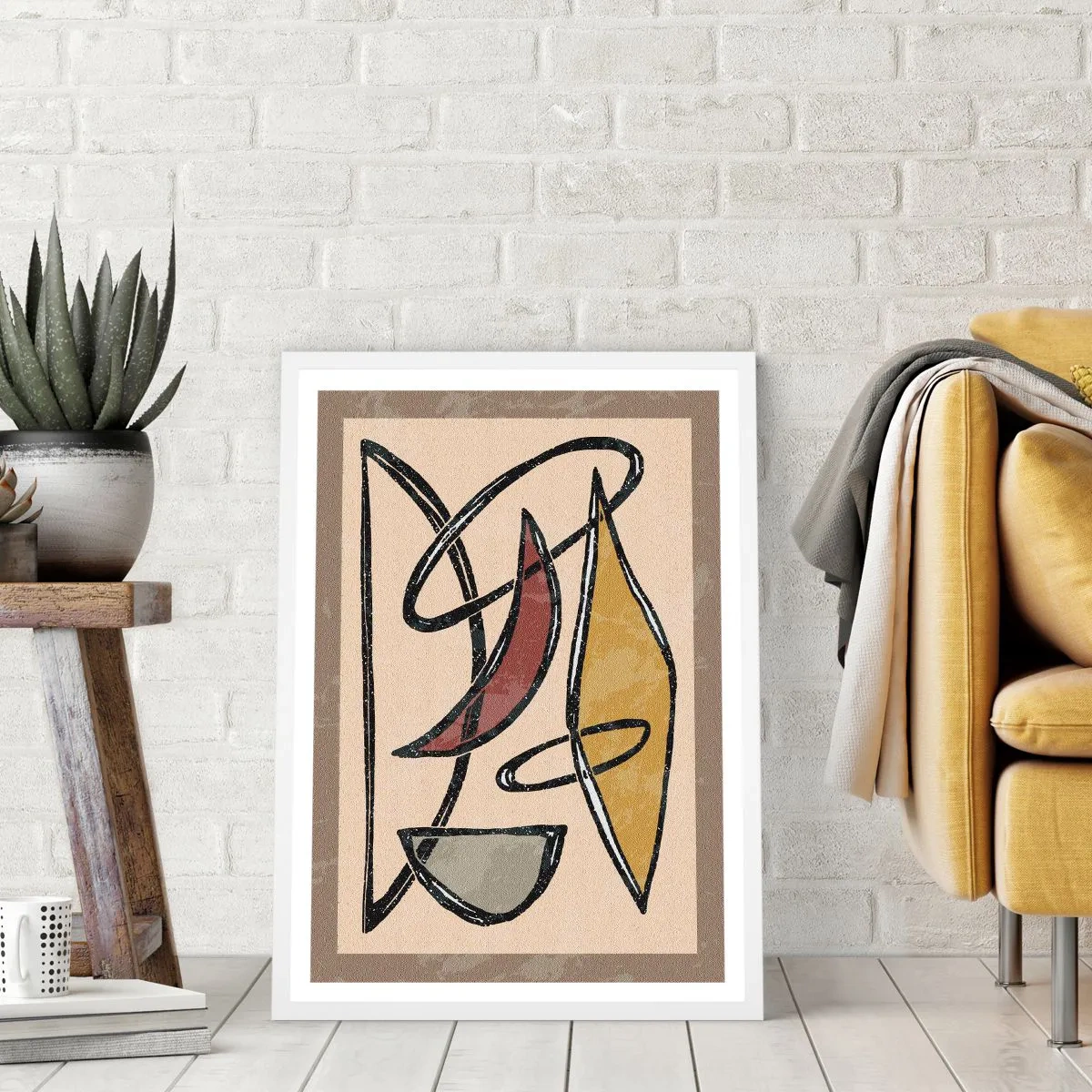 Plakat w białej ramie - Kompozycja – łuki i owale - 70x100 cm