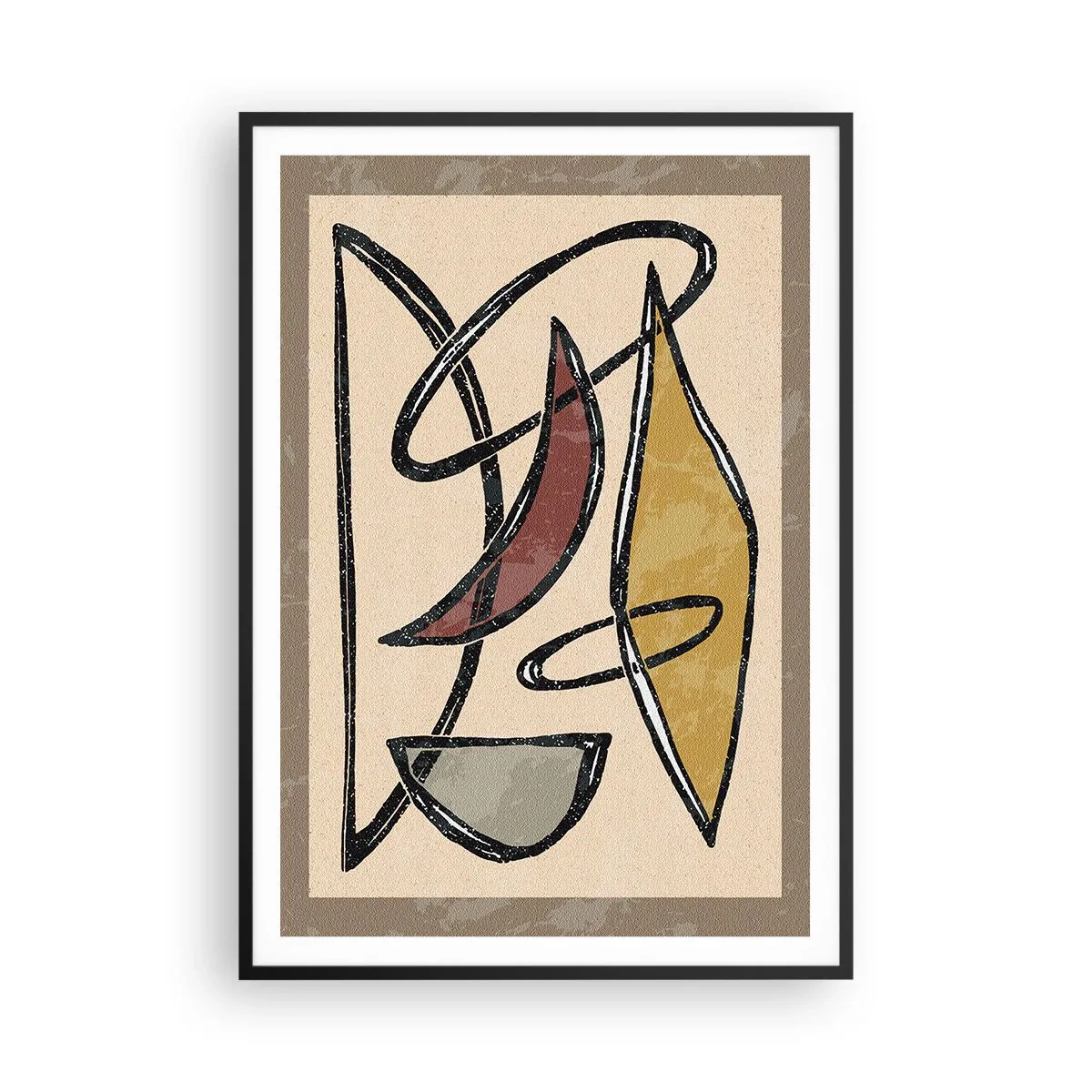 Plakat w czarnej ramie - Kompozycja – łuki i owale - 70x100 cm