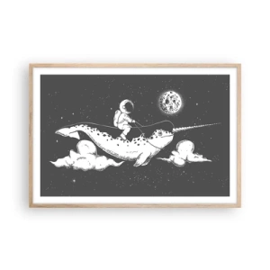 Plakat w ramie jasny dąb - Kosmiczny jeździec - 91x61 cm