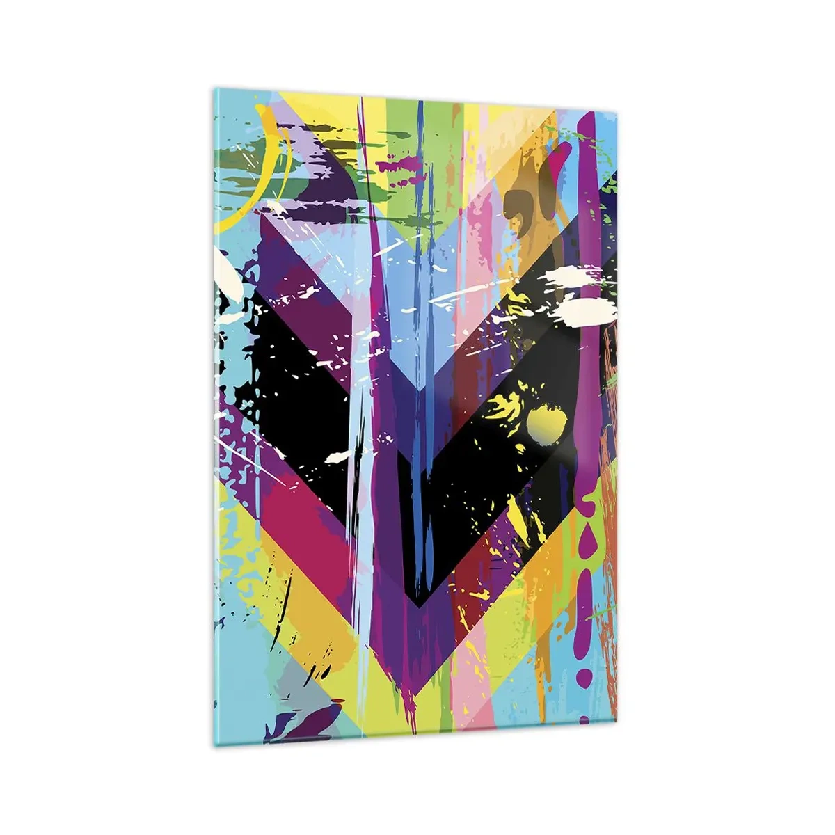 Obraz na szkle - Abstrakcyjny wzór z kolorowymi geometrycznymi kształtami - 80x120cm - Z góry na dół - Nowoczesna dekoracja ścienna do salonu i sypialni ARTTOR