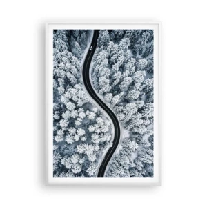 Plakat w białej ramie - Przez zimowy las - 70x100 cm