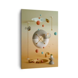 Obraz na płótnie - Geometryczne figury w pastelowych kolorach w surrealistycznym układzie - 70x100cm - Wszystko się zdarzyć może - Nowoczesna dekoracja ścienna do salonu i sypialni ARTTOR