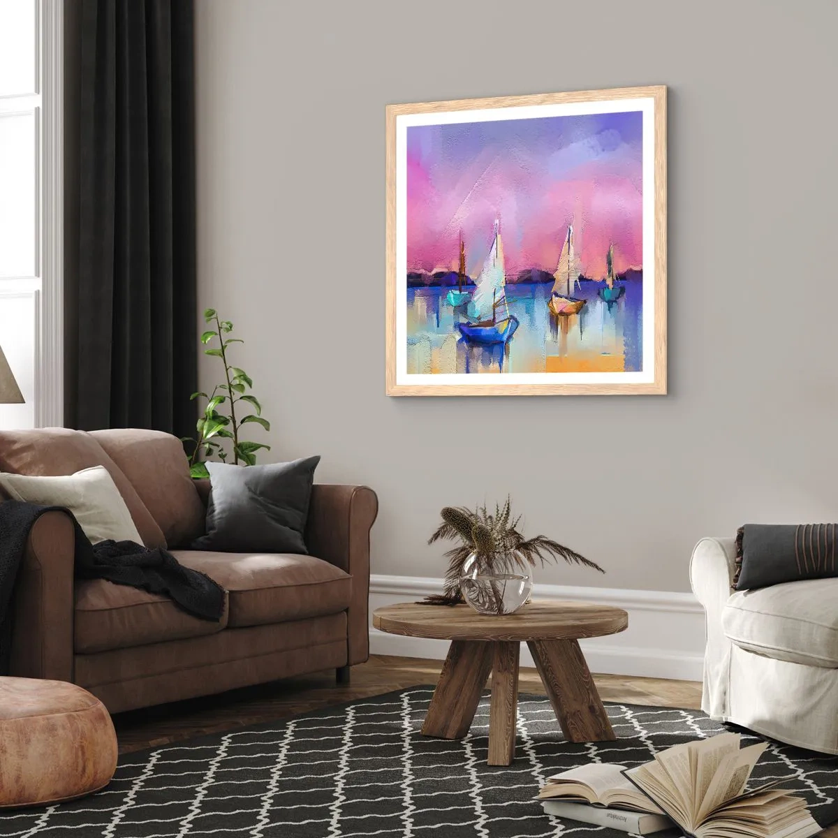 Plakat w ramie jasny dąb - Kierunek: szerokie wody - 60x60 cm